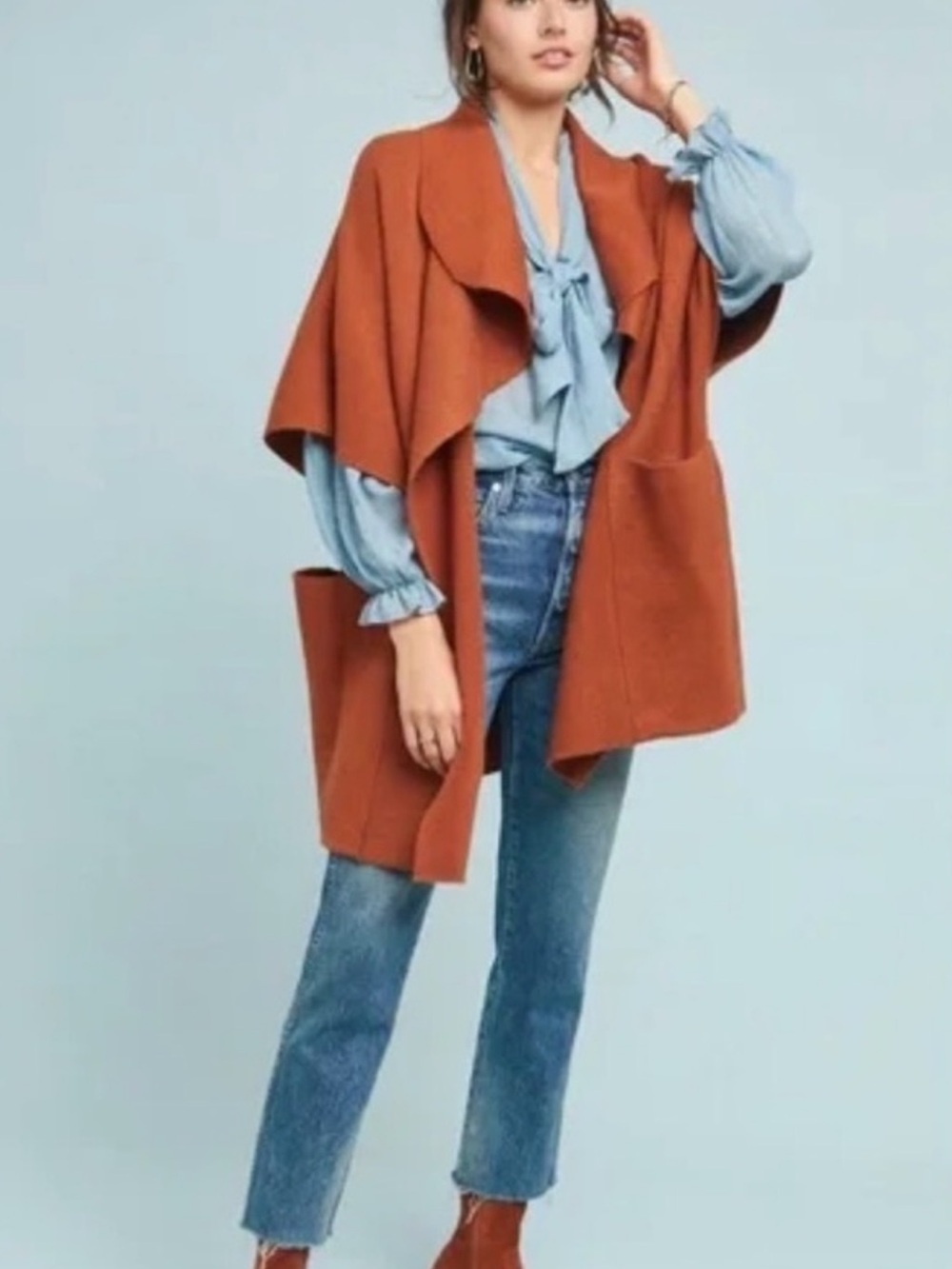Anthropologie Moth Sophie cardigan sweater vest coat Rust One Size